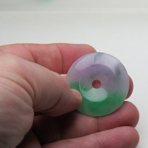 37mm Jade Donut circle disk Pendent unity and  cyclical nature of life. - Picture 4 of 6